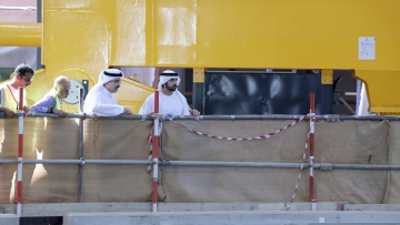 Photo: Hamdan bin Mohammed reviews progress of DEWA's hydroelectric project in Hatta